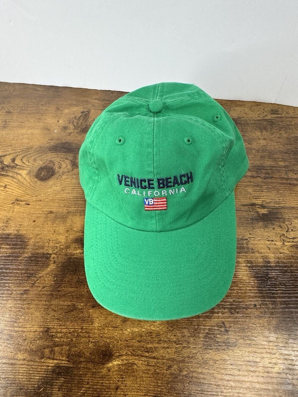 SKY Venice Beach California Hat Green Cotton USA Flag Embroidered Strapback